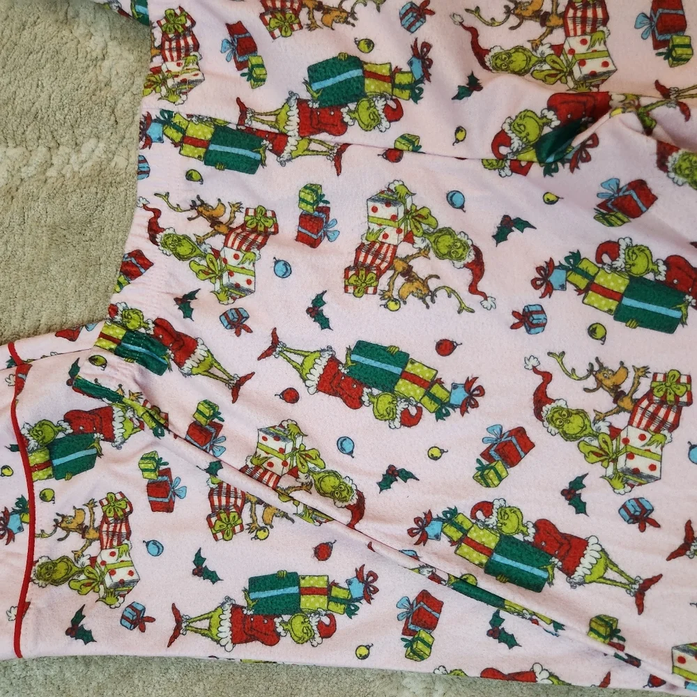 Girls Pink The Grinch Holiday Print Pajama Pants M 7/8
